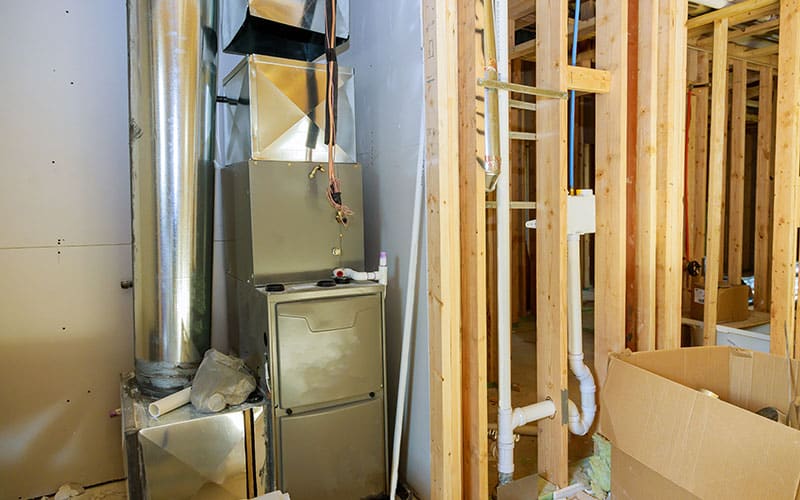 Furnace in basement of home